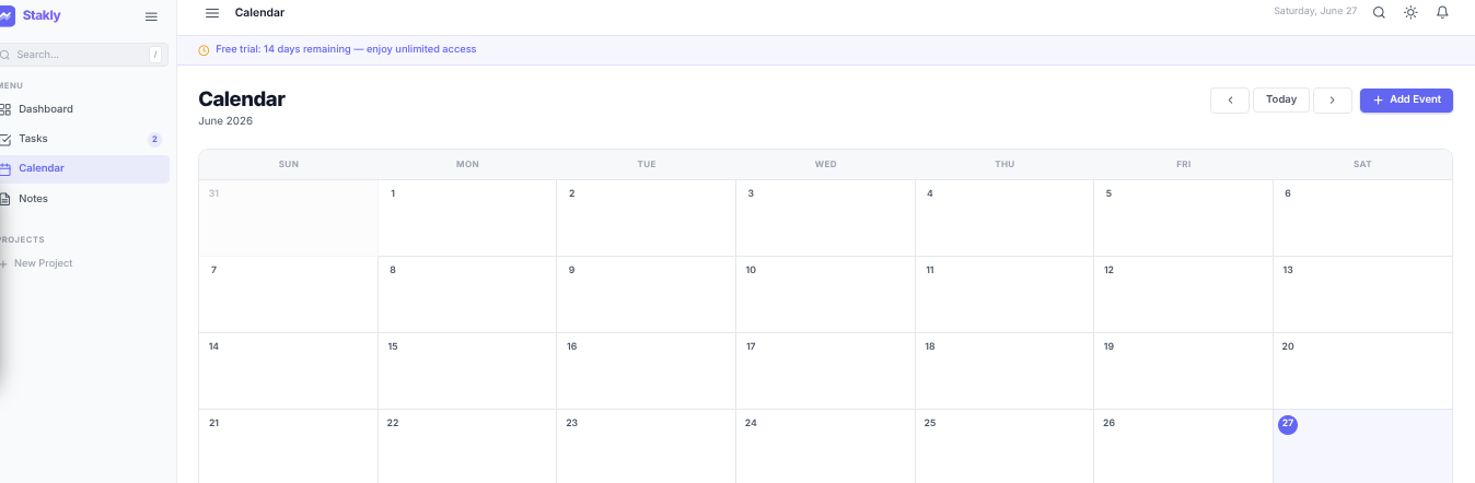 Stakly Calendar